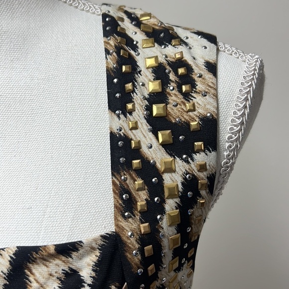 𝅺THALIA Sodi Animal print Rusched dress Size XS (D4) - Picture 3 of 12